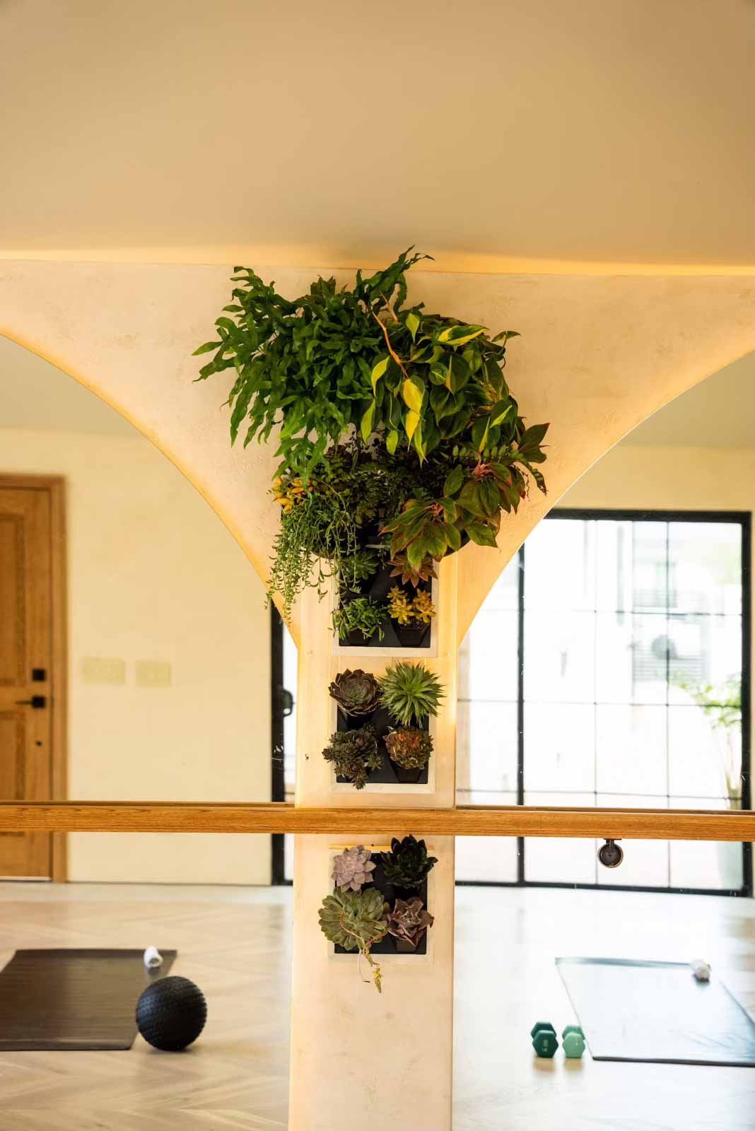 Architectural column with succulent and plant installations