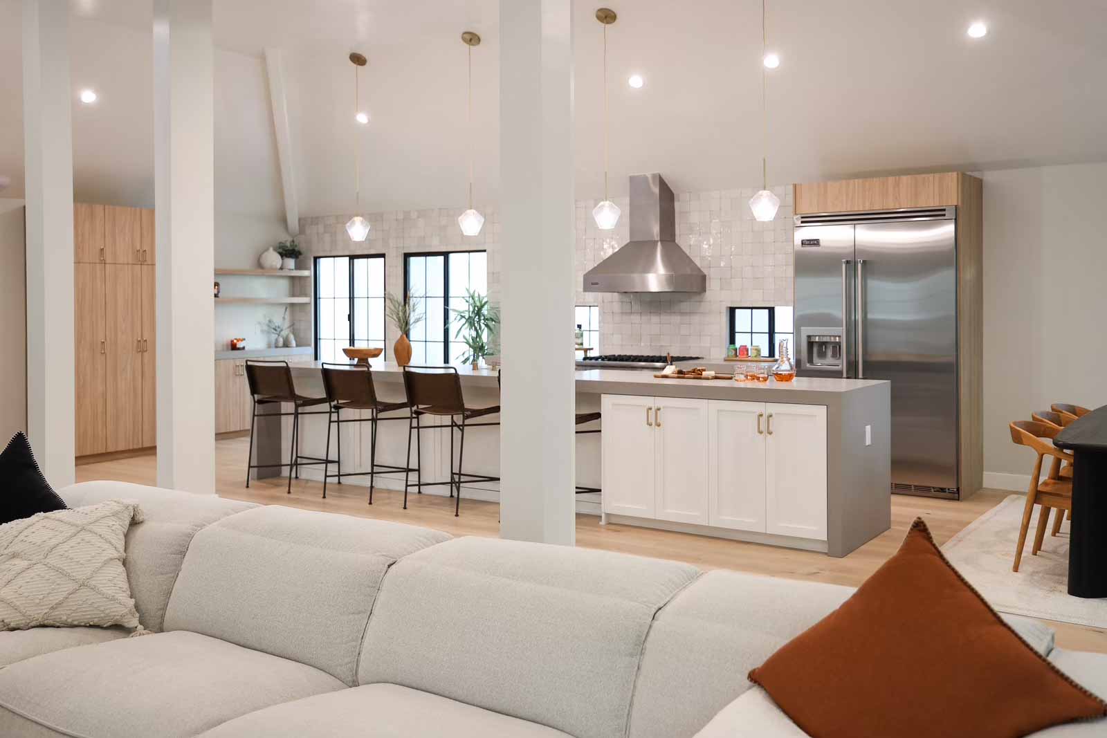 Long Beach kitchen wide angle living space