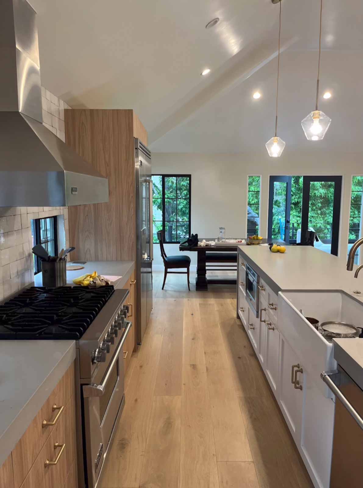 Long Beach kitchen galley view with cabinetry