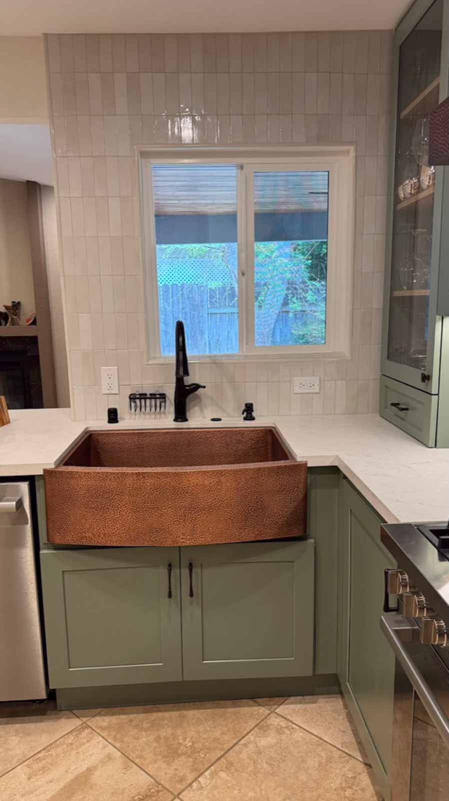 Pasadena kitchen hammered copper range hood