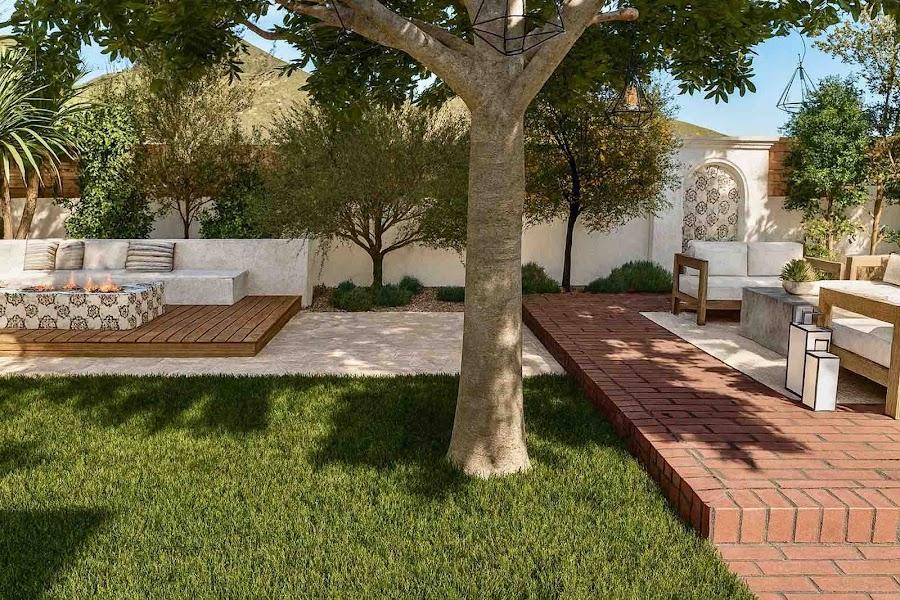 Glendale outdoor living with decorative privacy screen